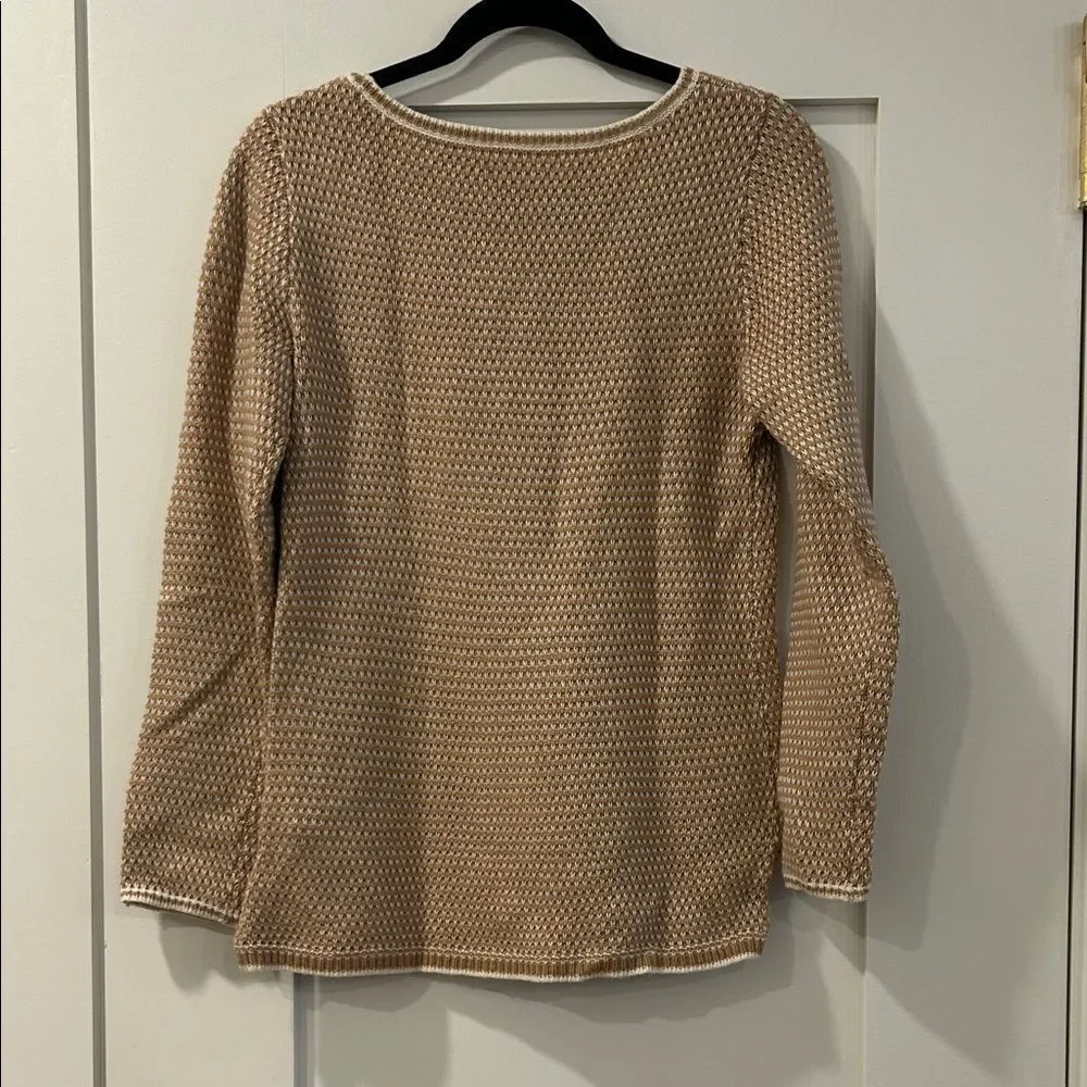 J. Crew Tan & White Knit Sweater, Size Small - Picture 8 of 11